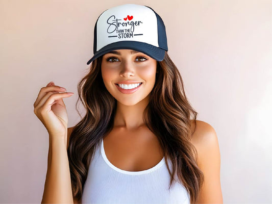 Stronger Than The Storm White/Navy Trucker Foam Hat